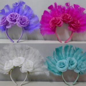 VINCHA DE ROSAS CON PLUMAS