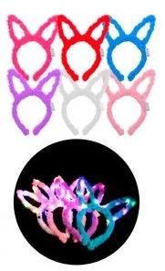 VINCHA PELUCHE LED CONEJO COLOR PASTEL