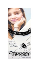 SET COLLAR PULSERA Y ANILLO NEGRO