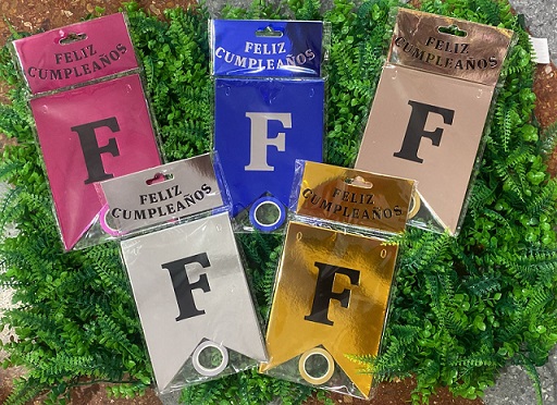 BANDERIN FELIZ CUMPLE METAL FUCSIA