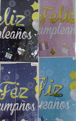 MANTEL FELIZ CUMPLE METALIZADO VARIOS COLORES