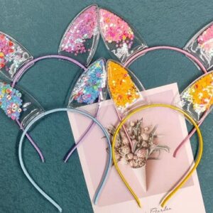 VINCHA CONEJA OREJA CRISTAL CON LENTEJUELA