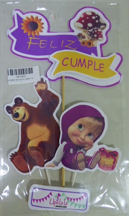 ADORNO SET FELIZ CUMPLE 3D MASHA Y EL OSO