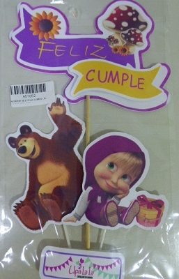 ADORNO SET FELIZ CUMPLE 3D MASHA Y EL OSO