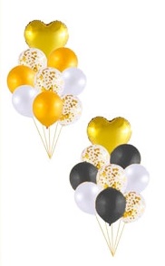 SET 9 GLOBOS CORAZON DORADO