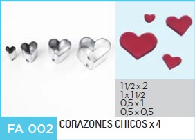 CORTANTE FLOGUS CORAZONES CHICOS X4