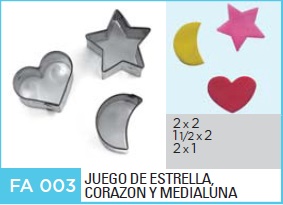 CORTANTE FLOGUS SET ESTRELLA CORAZON MEDIALUNA