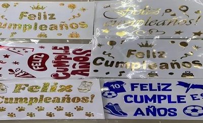 STICKERS FELIZ CUMPLE X 1  A4