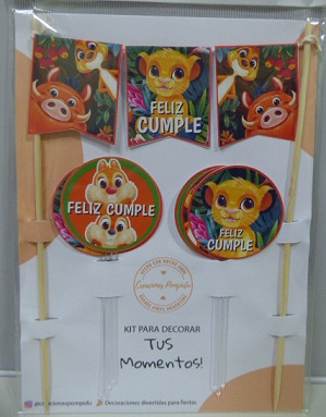 ADORNO SET FELIZ CUMPLE ANIMALES DE LA SELVA