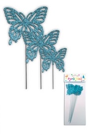 ADORNO PINCHE MARIPOSA GLITTER X10 CELESTE