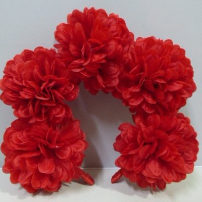 VINCHA DE CRISANTEMOS ROJO