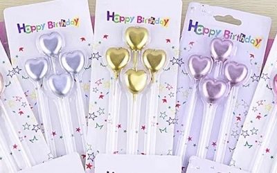 VELA X 4 CORAZON METALIZADA