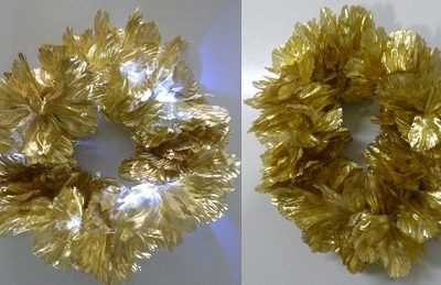 VINCHA FLOR DE SEDA DORADA LED