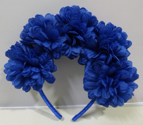 VINCHA DE CRISANTEMOS AZUL