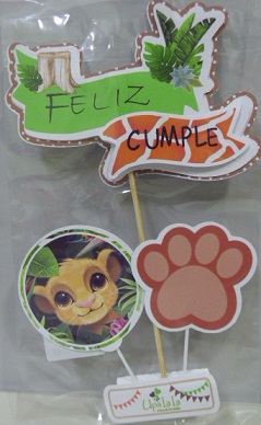 ADORNO SET FELIZ CUMPLE 3D ANIMALES SELVA
