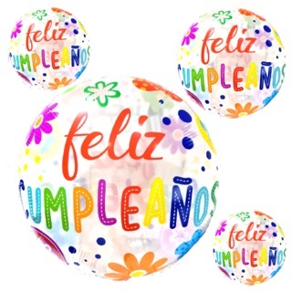 GLOBO FOIL 18P FELIZ CUMPLE CRISTAL CON FLORES