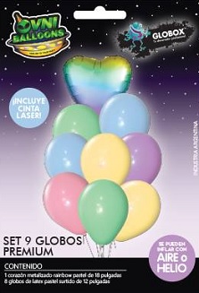 SET 9 GLOBOS PREMIUN PASTEL