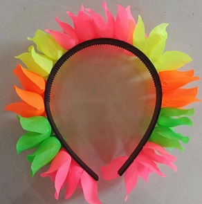 VINCHA HAWAIANA TELA MULTICOLOR FLUO