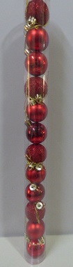 BOCHA NAVIDEÑA 4CM TUBO X 12UNIDADES ROJO