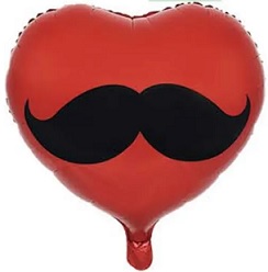 GLOBO FOIL 18P CORAZON ROJO CON BIGOTE