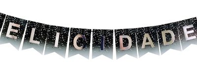 BANDERIN FELICIDADES CONFETTI NEGRO
