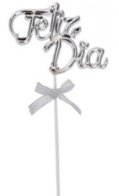 ADORNO PINCHE FELIZ DIA PLATEADO