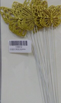 ADORNO PINCHE MARIPOSA GLITTER X10 DORADO