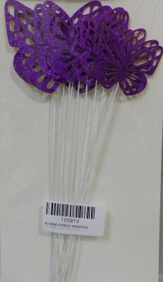 ADORNO PINCHE MARIPOSA GLITTER X10 VIOLETA