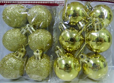 BOCHA NAVIDEÑA 4CM BOLSA X 6UNIDADES DORADO