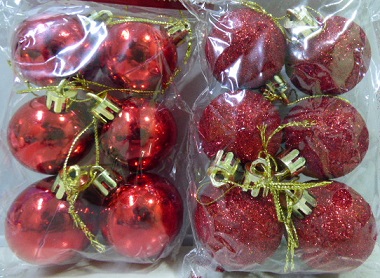 BOCHA NAVIDEÑA 4CM BOLSA X 6UNIDADES ROJO