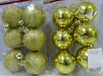 BOCHA NAVIDEÑA 5CM BOLSA X 6UNIDADES DORADO