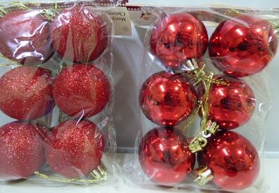 BOCHA NAVIDEÑA 5CM BOLSA X 6UNIDADES ROJO