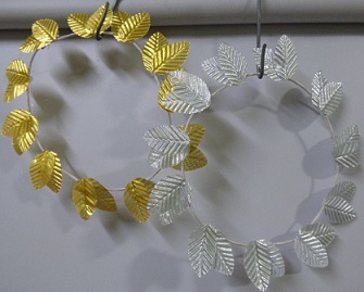 CORONA GRIEGA LAURELES METALIZADA