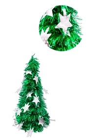 PINO NAVIDEÑO 25CM METALIZADO VERDE ESTRELLAS