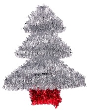 ADORNO NAVIDEÑO OROPEL PINO PLATA 35CM