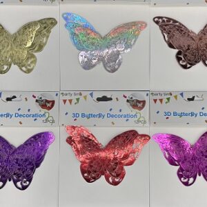 ADORNO MARIPOSAS 3D METALIZADA X12