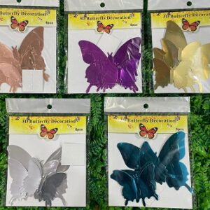 ADORNO MARIPOSAS 3D METALIZADA X12