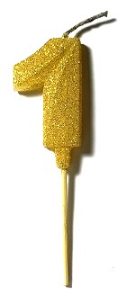 VELA NUMERO GIBRE BISELADA CON PALITO DORADO 1