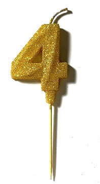 VELA NUMERO GIBRE BISELADA CON PALITO DORADO 4