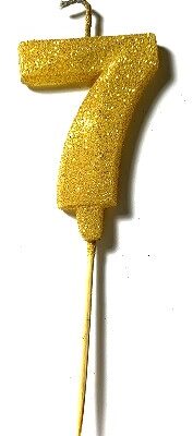 VELA NUMERO GIBRE BISELADA CON PALITO DORADO 7