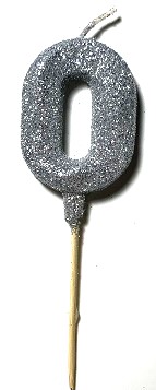 VELA NUMERO GIBRE BISELADA CON PALITO PLATA 0