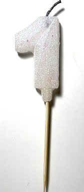 VELA NUMERO GIBRE BISELADA CON PALITO BLANCO 1