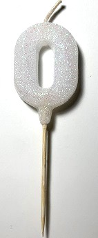 VELA NUMERO GIBRE BISELADA CON PALITO BLANCO 0