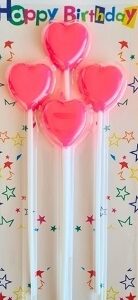 VELA METALIZADA X 4 CORAZON ROSA