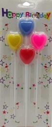 VELA METALIZADA X 4 CORAZON MULTICOLOR