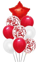 SET 9 GLOBOS ESTRELLA ROJO