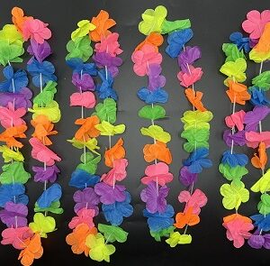 COLLAR HAWAIANO TELA MULTICOLOR X 12 LISO