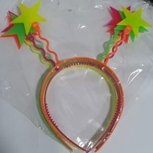 VINCHA PLASTICA FLUO ESTRELLA X4