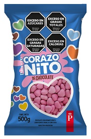 LENTEJA CHOCOLATE CORAZON X 500GR ROSA