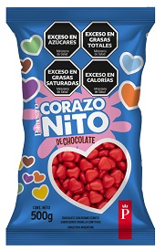 LENTEJA CHOCOLATE CORAZON X 500GR ROJO